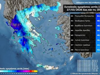 Σημαντικά ύψη βροχής κυρίως στην Ήπειρο