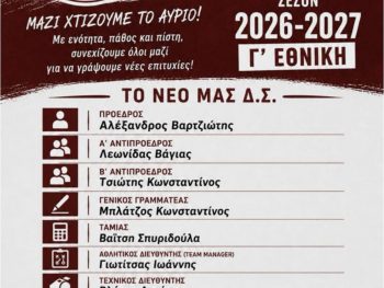 Η νέα διοίκηση της Θύελλας Κατσικά - Πρόεδρος και πάλι ο Αλέξανδρος Βαρτζιώτης 